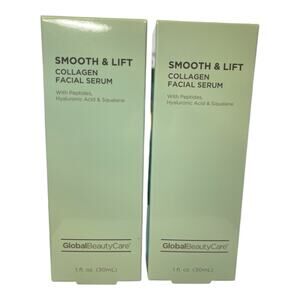 Set of 2 Global Beauty Care Smooth & Lift Collagen Facial Serum Hyaluronic Acid